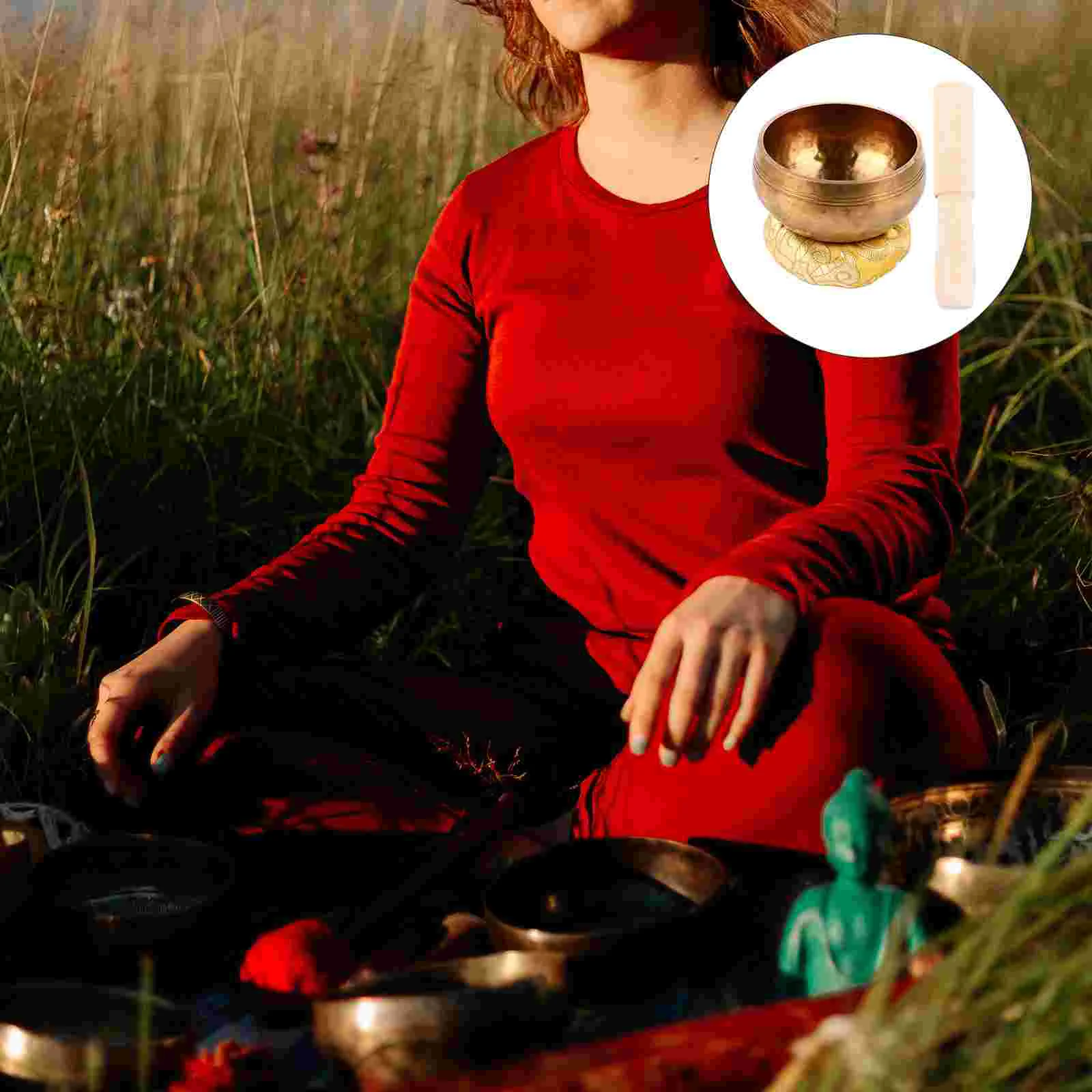 

1 Set Singing Bowl Tibetan Sound Meditation Bowl Spiritual Bath Bowl (Yellow)