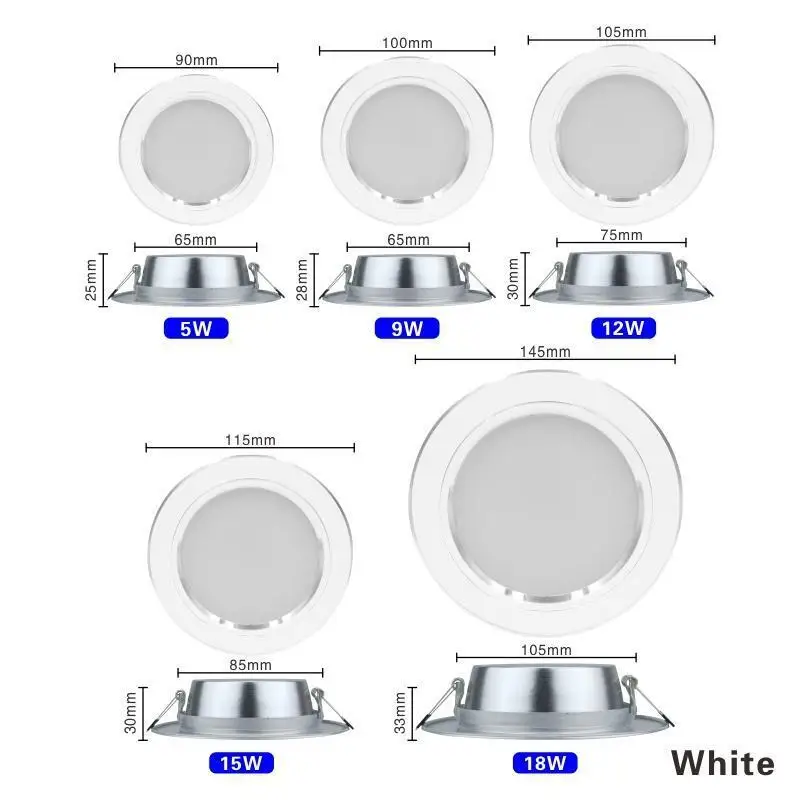 

5 шт. светодиодный потолочный светильник 220 В 5 Вт 9 Вт 12 Вт 15 Вт 18 Вт встраиваемые круглые светодиодные потолочные светильники высокой яркости для коммерческого декора спальни в помещении