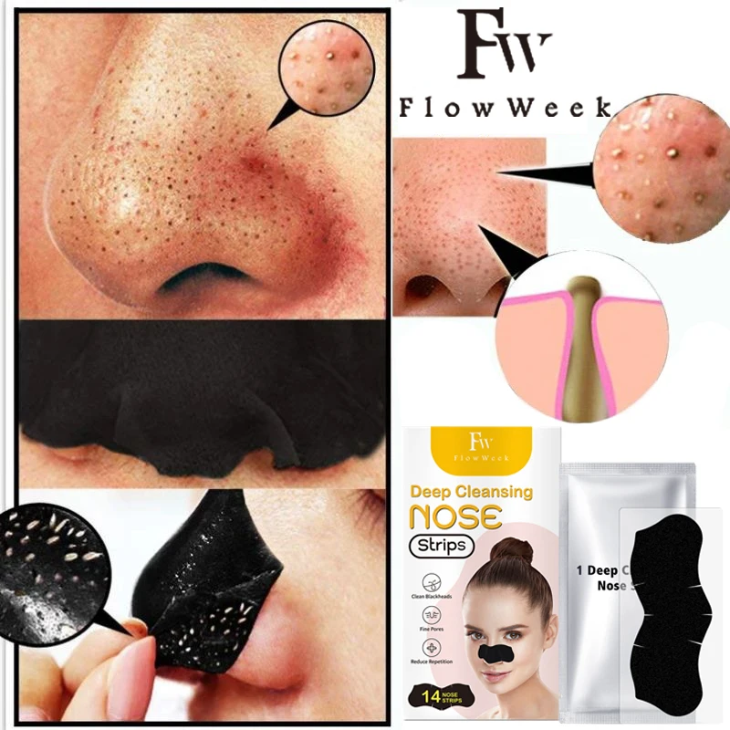 

FlowWeek Blackhead Remove Mask Deep Cleansing Nose Strips Blackhead Removal and Pore Unclogging Pore Clean Strips