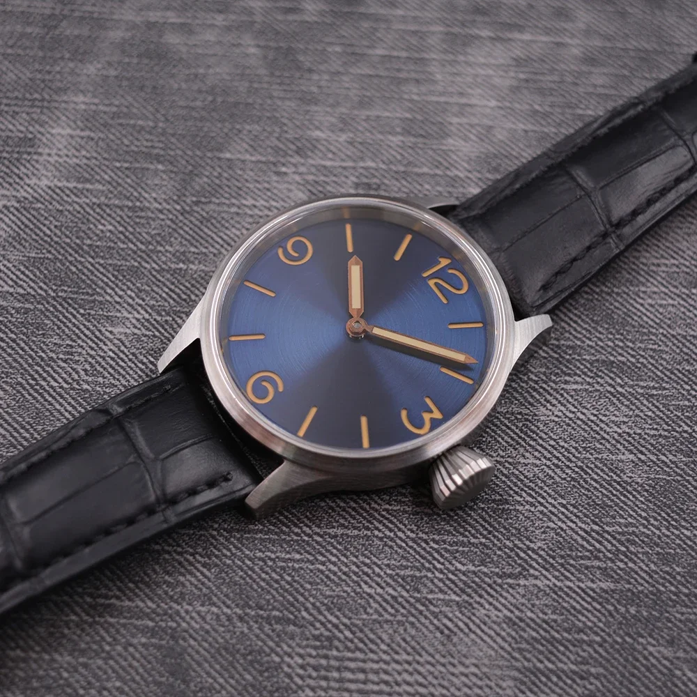 44 мм стерильный циферблат с ручным заводом 6497 механические часы Blu светящийся