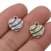 10pcs silver plated crystal heart charms pendant for jewelry making earrings bracelet necklace accessories diy findings