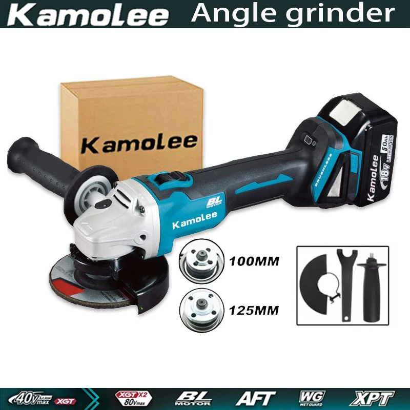 

Kamolee 125MM/100MM 18500RPM Brushless Cordless Angle Grinder Without Battery But Compatible with Makita 18V Battery