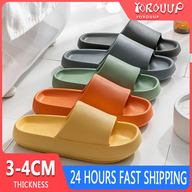YOROUUP Thick Bottom Sandals Women Slippers Casual Indoor Bedroom Slippers Non-slip Bathroom Sandals Men Soft Soled Shoes Male