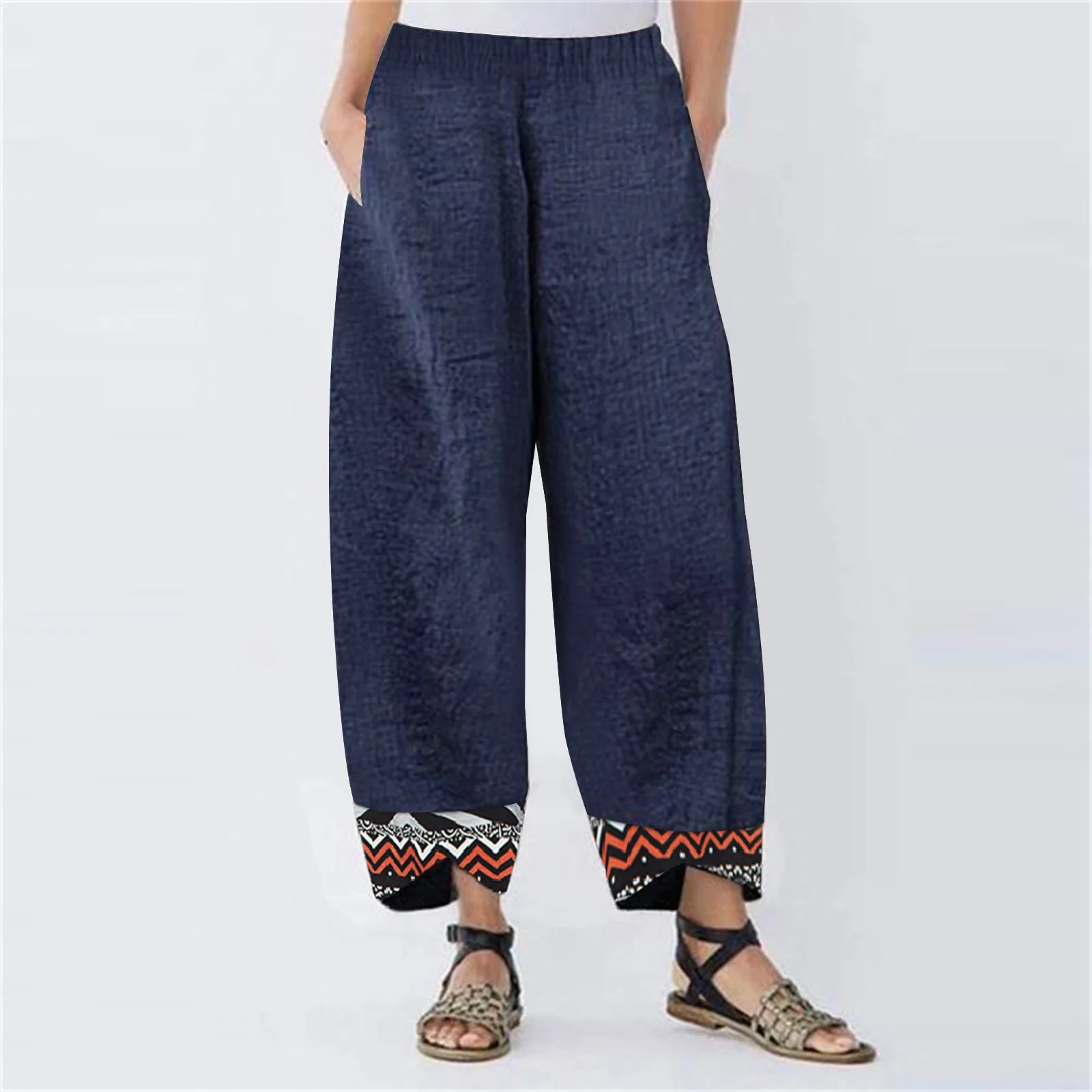 

Women's Loose Casual Fashion Pants Casual Printed Multicolor Cotton Linen Pants Lightweight Sweatpants Women