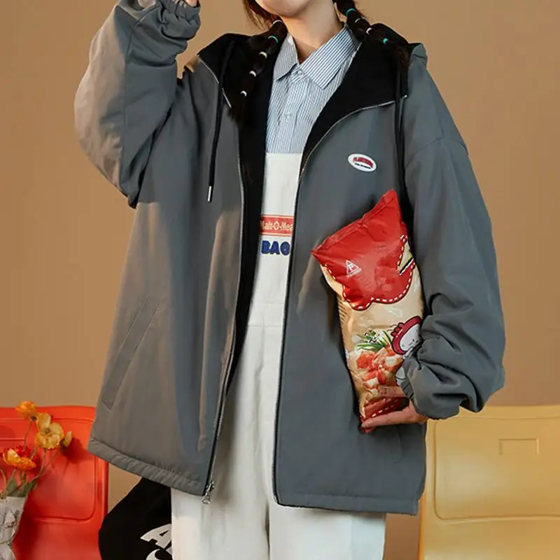 

Зимнее женское пальто, Повседневная Свободная теплая и удобная куртка с капюшоном и хлопковой подкладкой