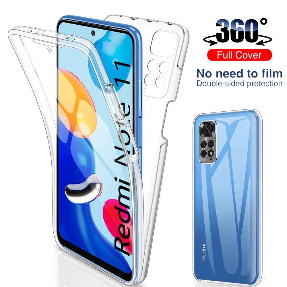 360 двухсторонний противоударный чехол для Xiaomi Redmi Note 11 4G Прозрачный чехол с полной защитой для Redmi Note 12 Pro 5G 12 11S 360 двухсторонний противоударный чехол для Xiaomi Redmi Note 11 4G Прозрачный чехол с полной защитой для Redmi Note 12 Pro 5G 12 11S