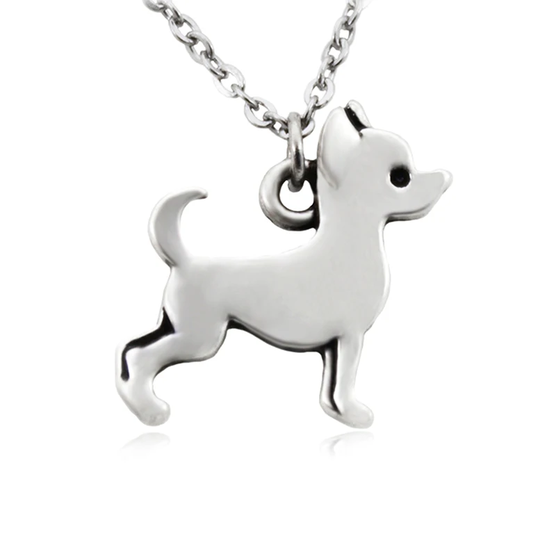 

Fei Ye Paws Vintage Tiny Chihuahua Choker Pendant Necklace Stainless Steel Chain Necklace Boho Collar Dog Charms Pendant Jewelry