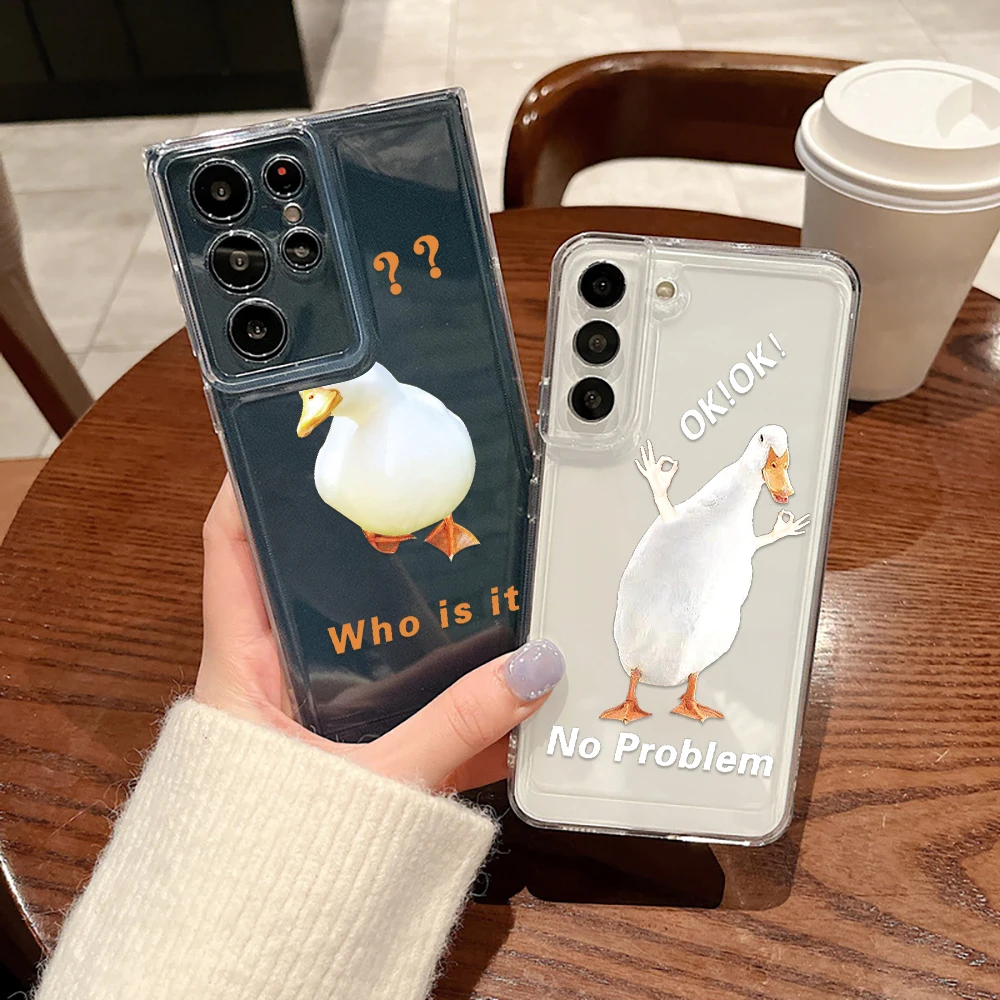 

Transparent Soft Phone Case for Samsung Galaxy S23 S22 S21 Ultra S20Ultra S21Plus S20 FE Plus 5G Cute Duck Protection Shell