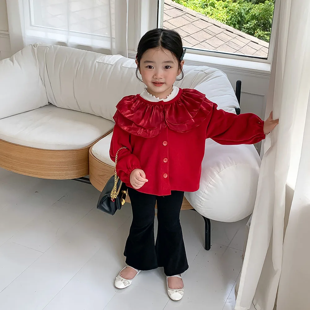 

Детская одежда, Новинка весна-осень 2023, модный Свободный милый Повседневный Топ в Корейском стиле с длинными рукавами для девочек