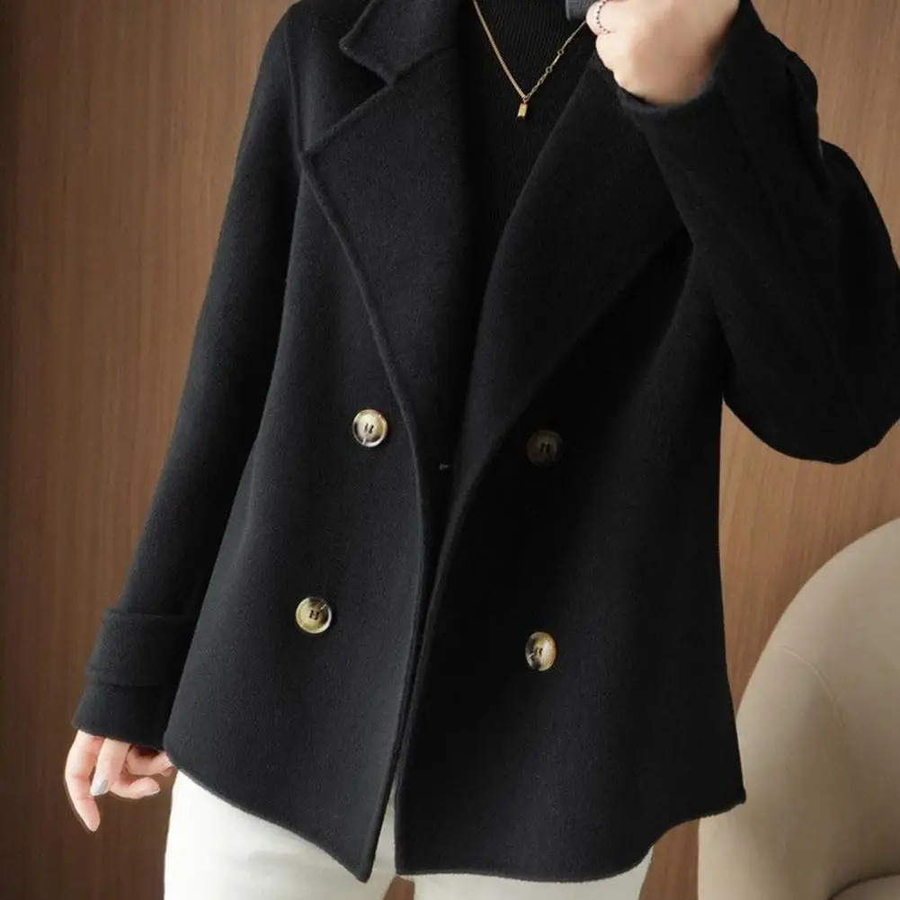 

Зимнее Свободное пальто, Стильное женское двубортное шерстяное пальто, теплое Свободное пальто на осень/зиму для официальных деловых поездок и поездок на зиму