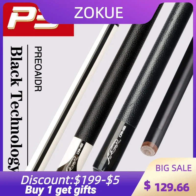 

Carbon Fiber PREOAIDR 3142 P3 Pool Cue Stick Black Technology Shaft 10.8/11.5/ 12.8mm Rainbow Tip Uni-loc with free extension