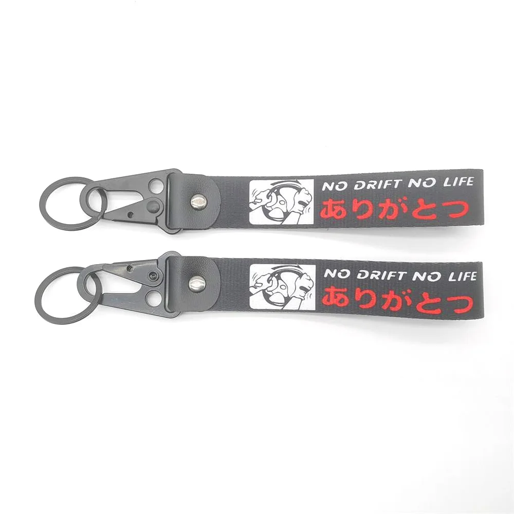 

JDM Car Racing Modified Cultural NO DRIFT NO LIVES Keychain Heat Transfer Wrist Strap Key Rings Rope Keyring Auto Accessories