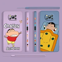 anime cute crayon shin chan for xiaomi poco x3 nfc f3 gt m4 m3 m2 pro c3 x2 11 ultra silicone liquid left rope phone case cover
