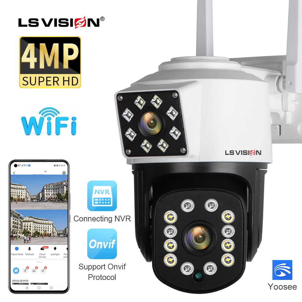 

IP-камера LS VISION, 4 МП, 2K, с двойным объективом
