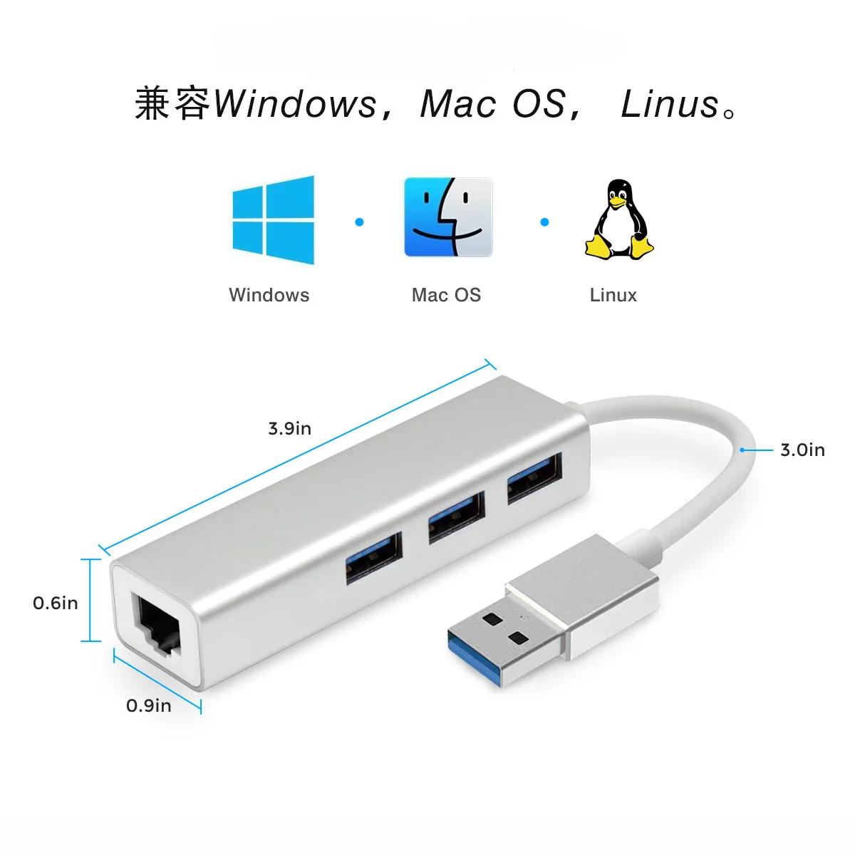 Новинка 4 в 1 концентратор USB 3 0 из алюминиевого сплава C для гигабитной lan RJ45