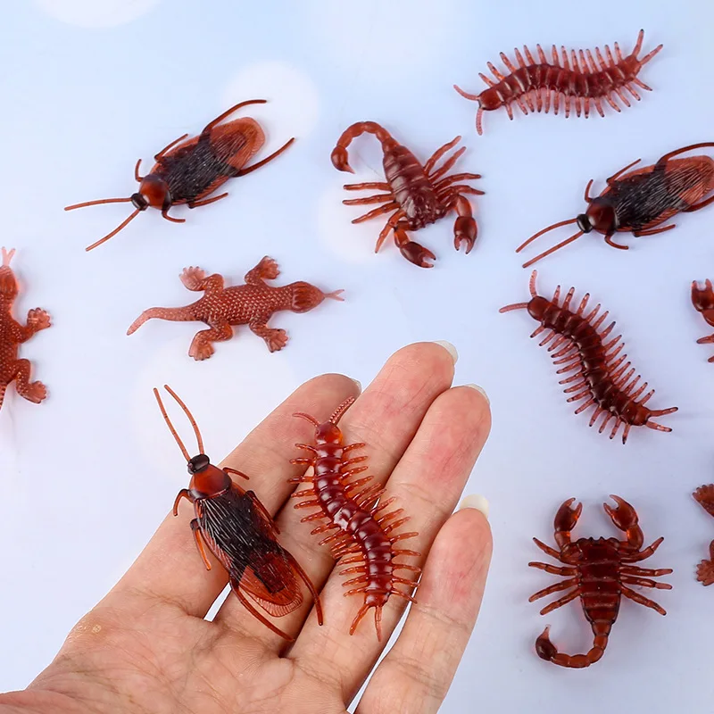 

10Pcs Halloween Simulation Cockroach April Fools' Day Fake Cockroach Soft Material Realistic Cockroach Gecko Centipede Prank Toy