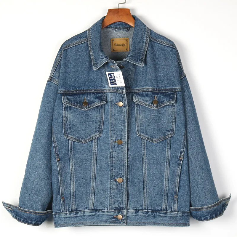 

Женская джинсовая куртка с длинным рукавом, Короткая свободная джинсовая куртка в Корейском стиле, верхняя одежда для весны и осени, G2406