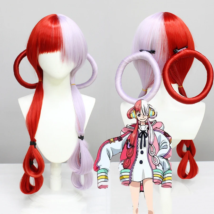 Аниме FILM RED UTA Косплей Парик Длинные Полукрасные И Фиолетовые Синтетические