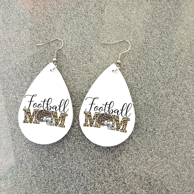 

Sunflower Bless Mom Theme Earring Faux Leather Earrings Baseball Mom Earrings For Mother's Day Gift