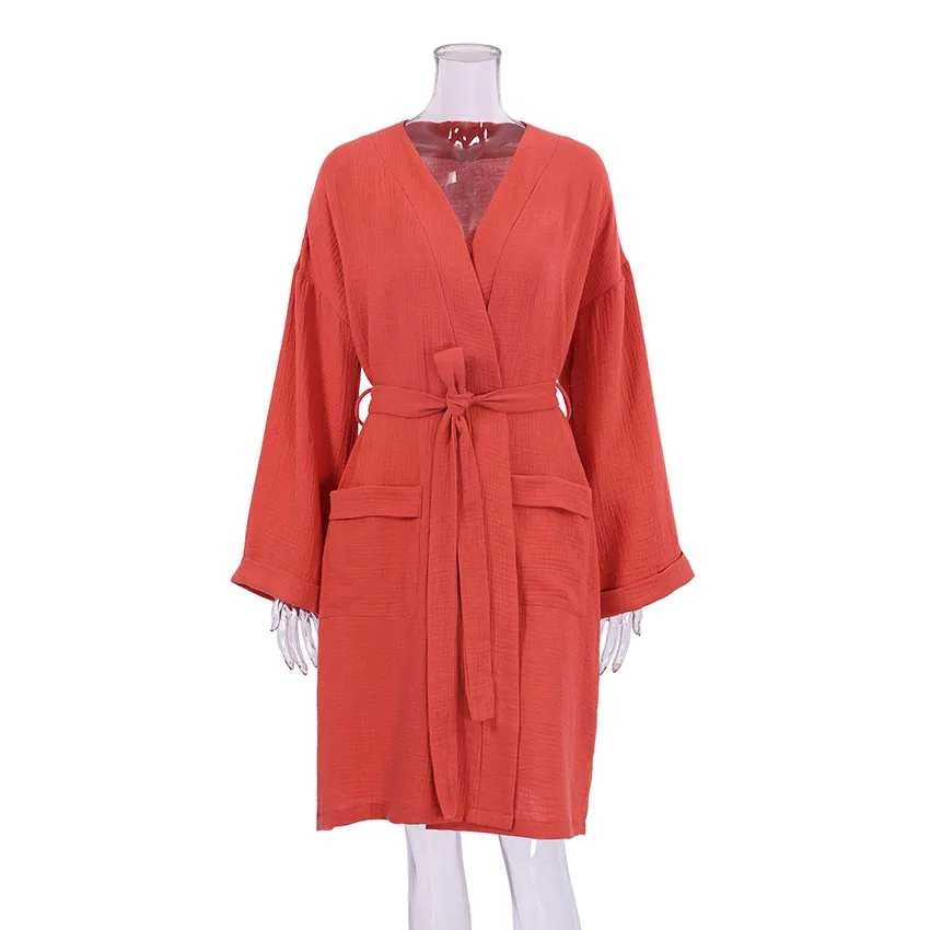 Women Bathrobe Losse Long Sleeve Spring Autumn Sleepwear Home Robe Cotton Robe For Women Home Clothing Sleepwear