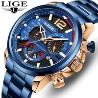 lige men watch luxury fashion business quartz man wristwatch waterproof casual sport men clock chronograph relogio masculinobox