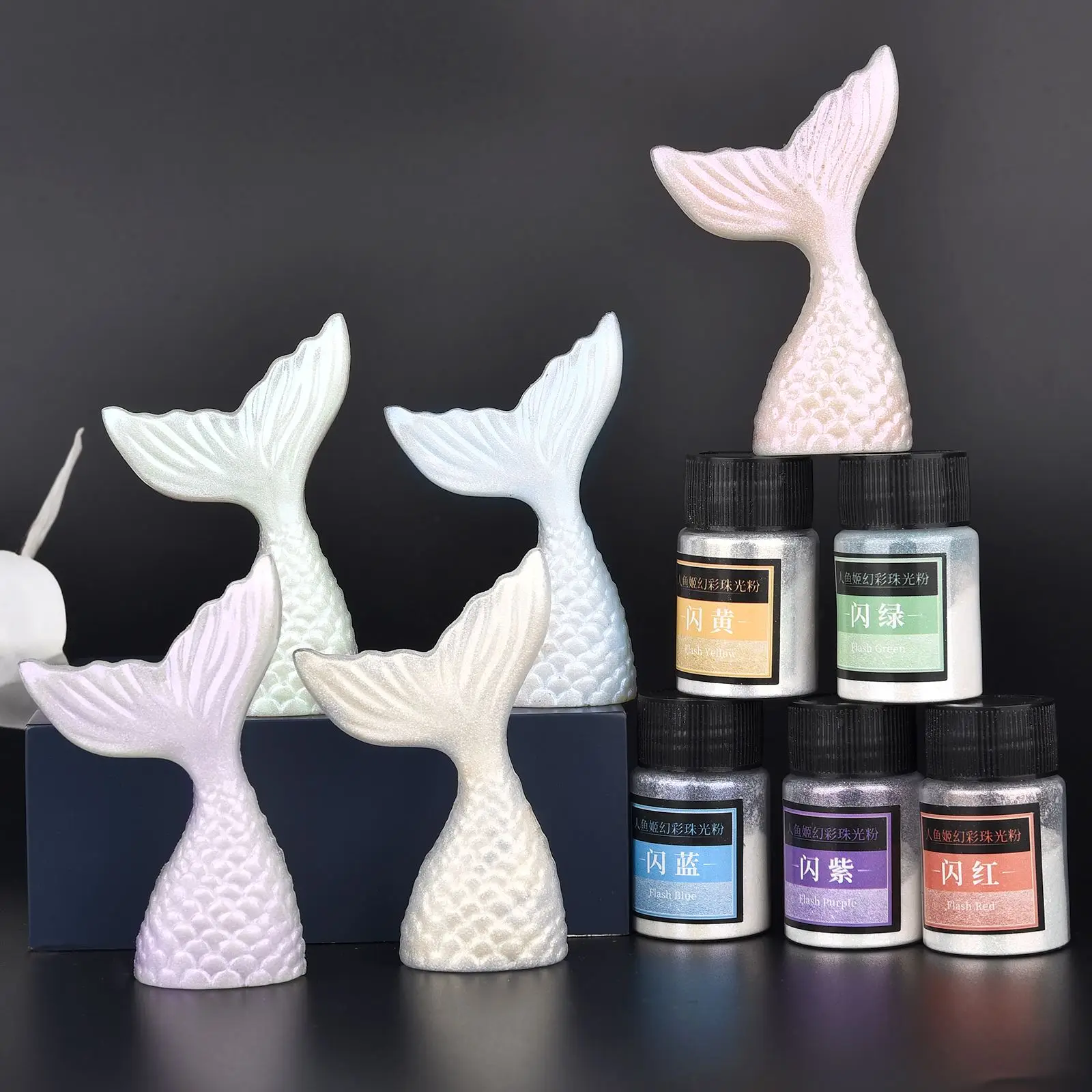 

6g/Bottle Glitter Mica Powder Mermaid Pearlescent Powder Coloring Dye DIY UV Epoxy Resin Jewelry Making Supplies Nail Art Decor