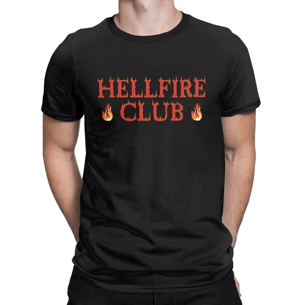 

Hellfire Club Classic T Shirt for men Crew Neck 100% Cotton T Shirts Stranger Things Short Sleeve Tees Graphic Clothes