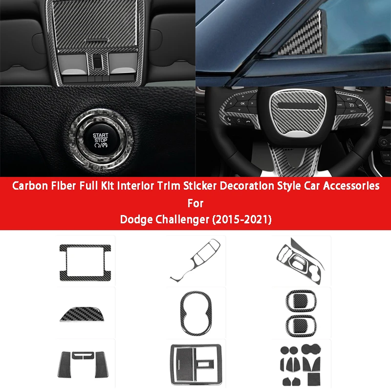 Купи Carbon Fiber One Button Switch Stickers Interior Decoration Car Accessories For Dodge Challenger 2015-2021 Car Styling за 839 рублей в магазине AliExpress