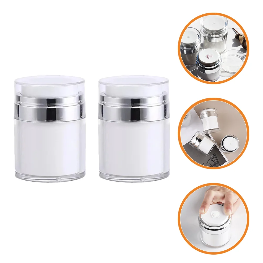 

2 Pcs Mini Plastic Containers Press Cream Jar Sample Pot Tank 7.5X6.2X6.2CM White Travel