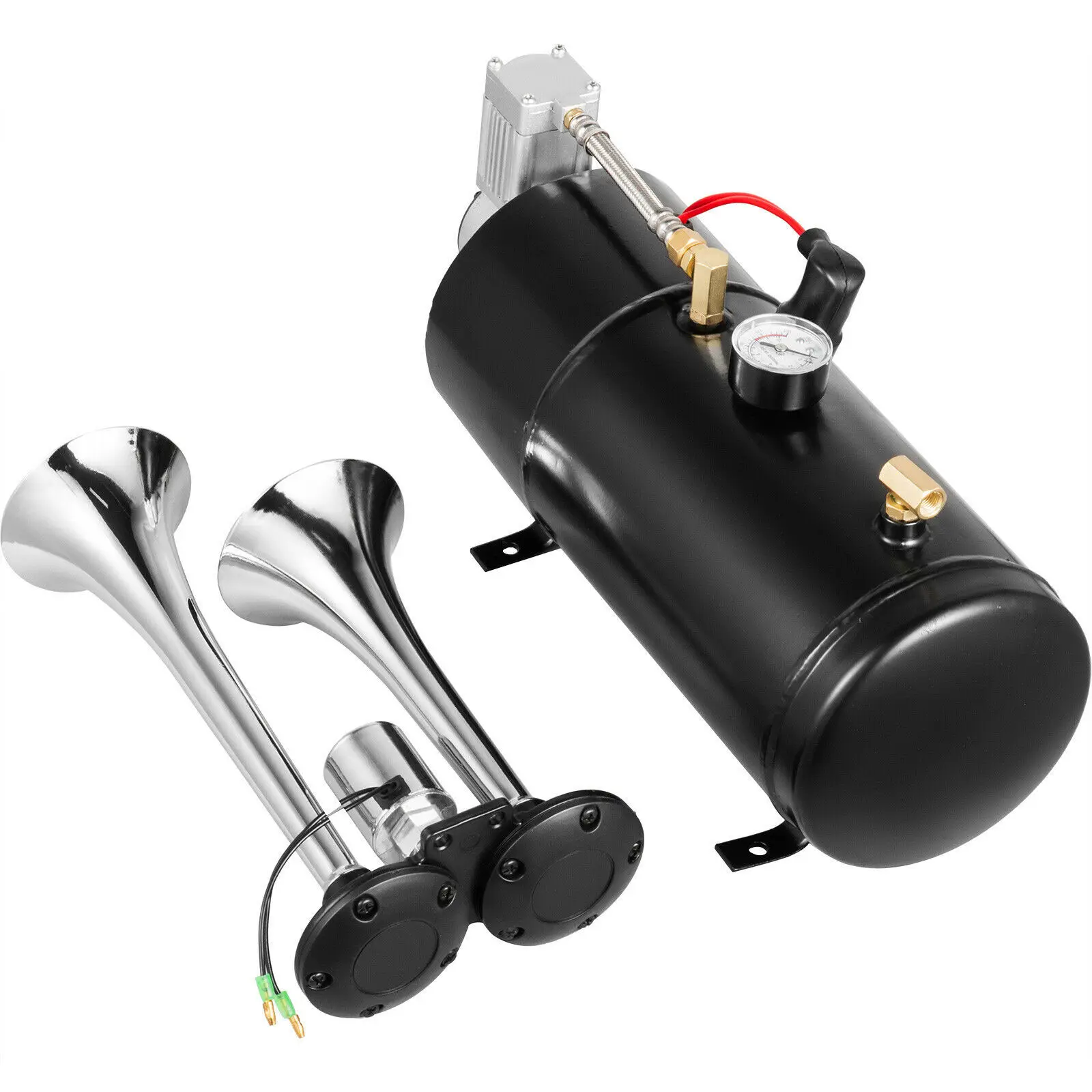 

Автомобильный двухтрубный звуковой сигнал воздушного компрессора, модифицированный автомобильный воздушный насос, звуковой сигнал с воздушной флейтой