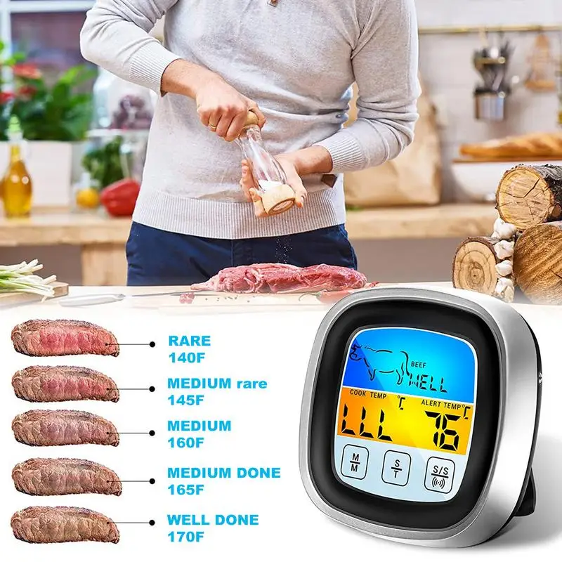 

Зонд для измерения температуры мяса из нержавеющей стали, профессиональные цифровые аксессуары для барбекю высокого качества с таймером, Кухонный Термометр для готовки