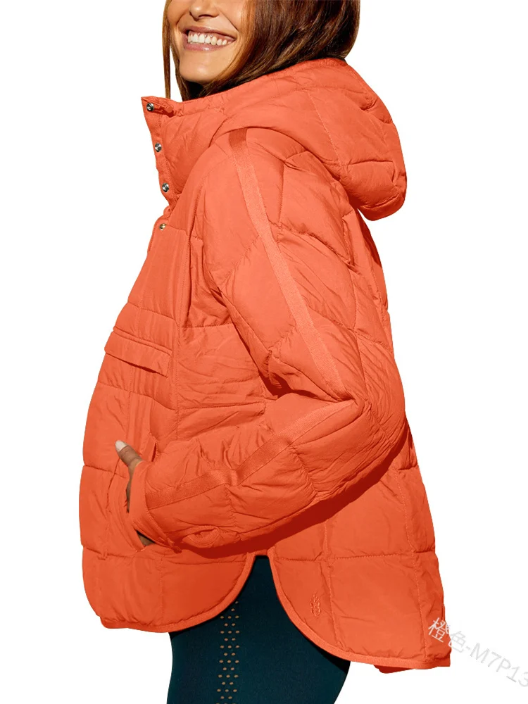 Mandylandy Women Vintage Winter Warm Thick Hooded Parka Coat Fashion Casual Long Sleeve Irregular Pullover Top Jacket Outwear