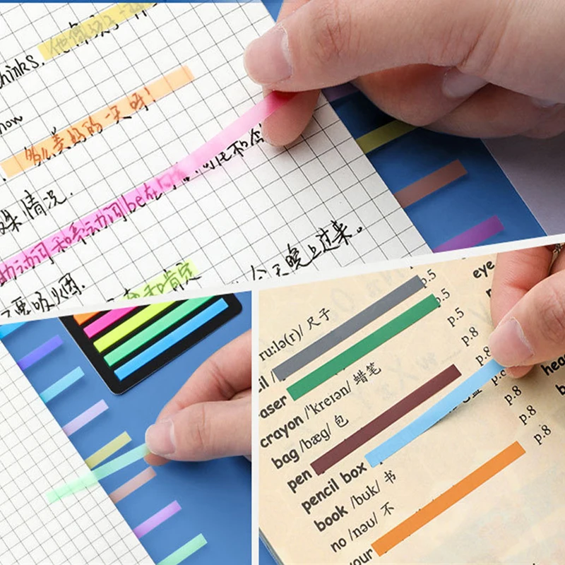 300 листов радужных длинных индексных наклеек флуоресцентные водонепроницаемые