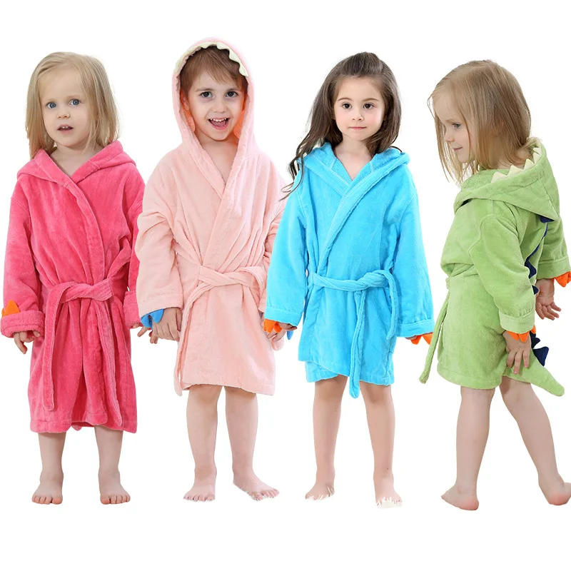 2022 New Baby Bathrobe Cartoon Shape Cotton Hooded Swimming Beach Kids Bath Towel Children's Home Clothes