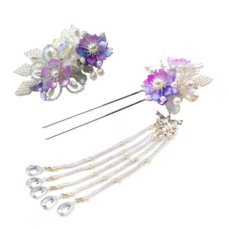 

Ancient Rhyme Products Hanfu Hairpin Costume Accessories Vintage Headdress Elegant Fairy Purple Tassel Step Shaking TOP
