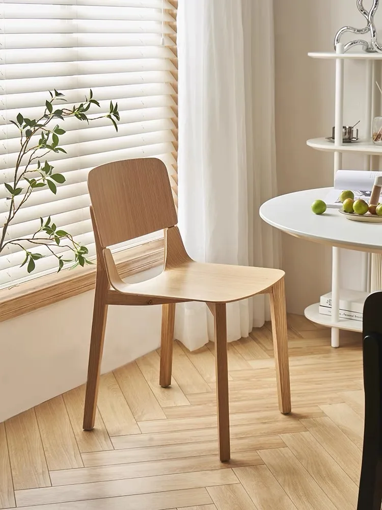 Heart Back Solid Wood Stool Bedroom Single Family Living Room Study Wood Dining Simple White Oak Chair Single