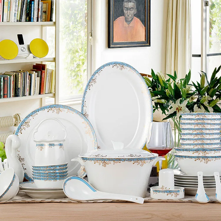 

Набор посуды, 60 дюймов, Череп, фарфор Цзиндэчжэнь, керамическая Бытовая китайская искусственная кожа и тарелка, набор тарелок