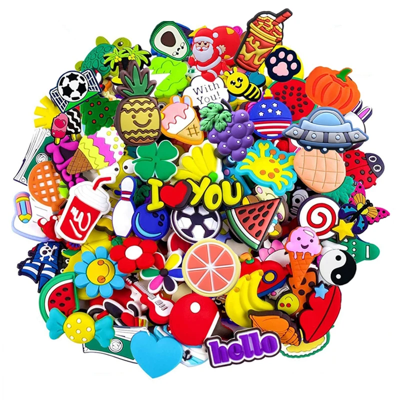 

Wholesale Random PVC for Crocs Charms Cute DIY Badge Women Sandals Buckle Kids Pins Decoration Jeans X-mas Gift Shoe Accessories