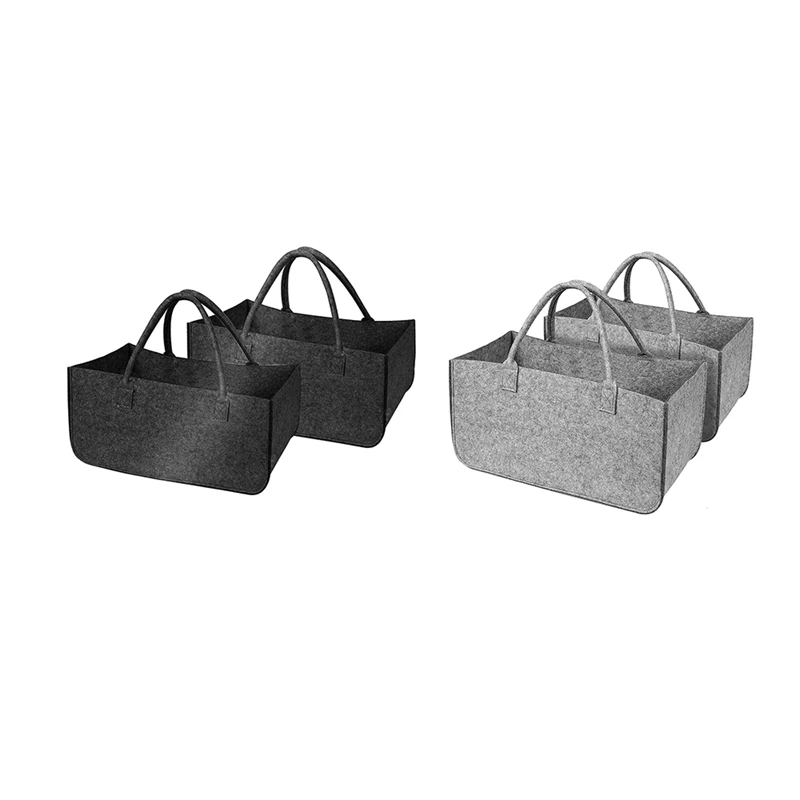 

2 Pack Felt Bags For Firewood Shopping Bag Wooden Basket Felt Basket Shopping Basket Felt Foldable 50X 25 X 25Cm