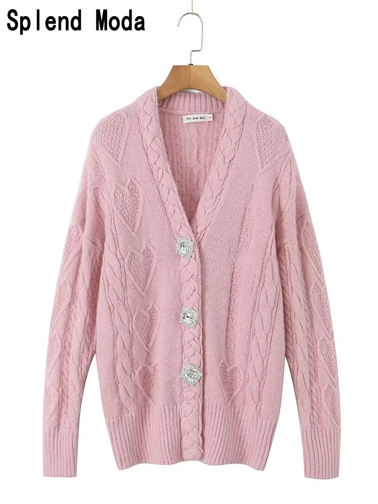 

Женский трикотажный жаккардовый кардиган, Свободный длинный кардиган в винтажном стиле на пуговицах, осень 2023