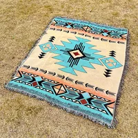 Bohemian Throw Blanket with Fringe Couch Bed Soft Decorative Cozy Woven Knit Warm Bed Throws Reversible Chair Sofa Living Room