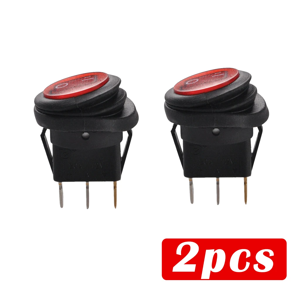

2X Interior Parts Car Accessories Waterproof Round Red on/Off SPST Rocker Switch Button Car Auto Boat Marine LED Light Switch