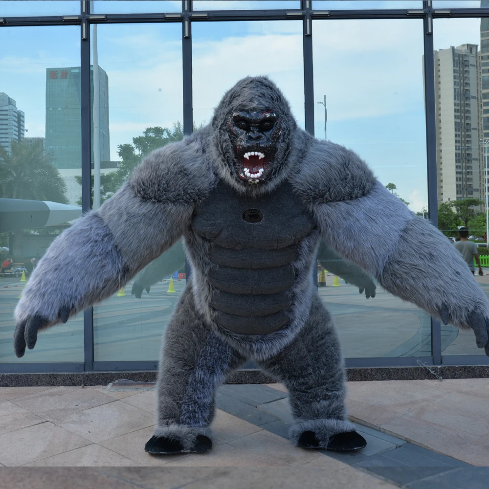 King Kong Inflatable Costume for Adult Halloween Plush Furry Mascot animal Venice Carnival Dress Suit Fursuit orangutan Gorilla