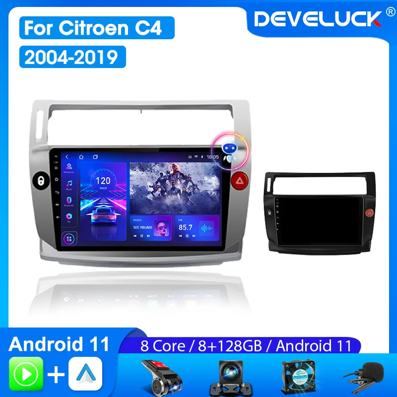 

Develuck Android 11 Car Radio for Citroen C4 C-Triomphe C-Quatre 2004-2014 Multimedia Player 2Din Carplay Stereo DVD Head Unit