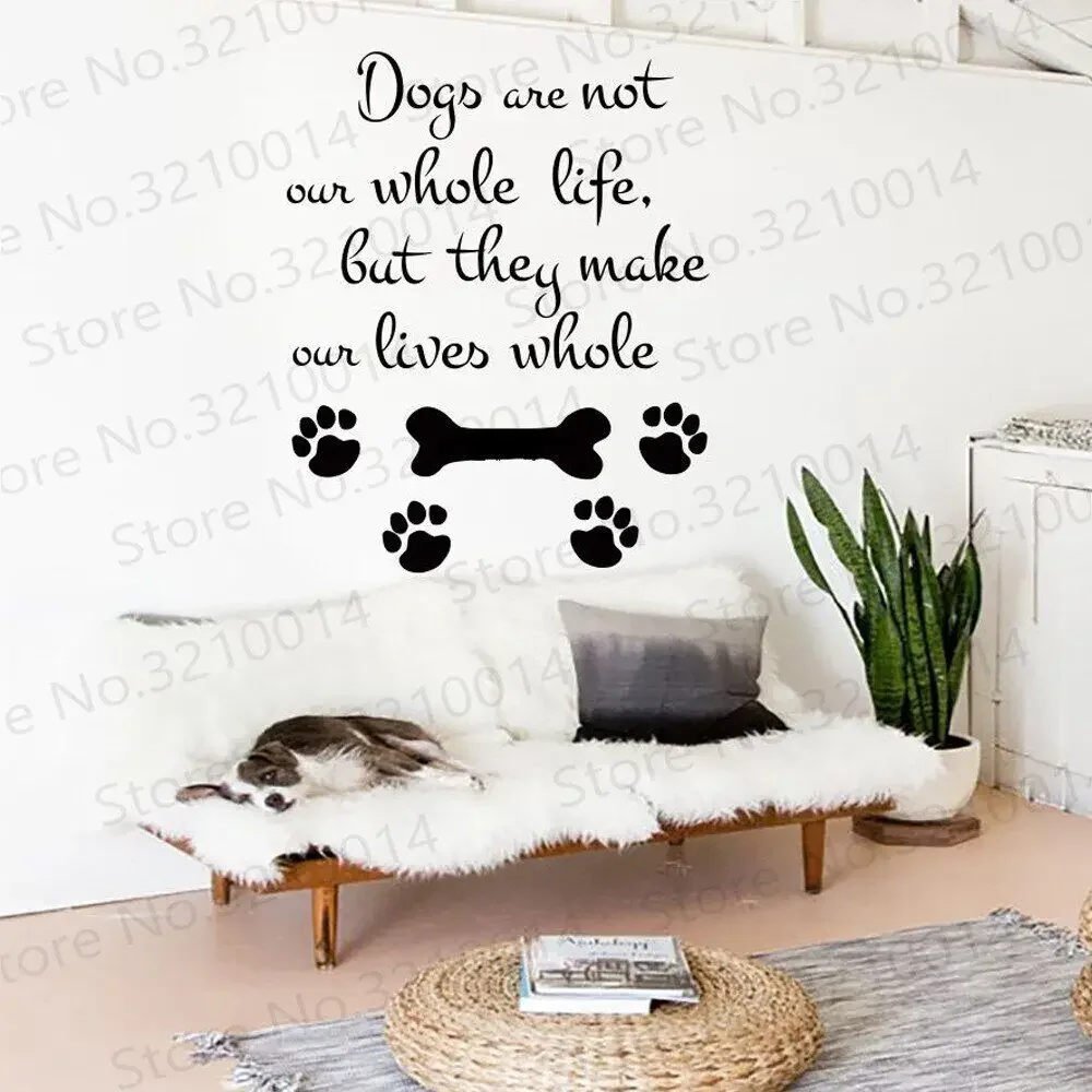 Dog Quotes Wall Stickers Living Room Sofa Backgroud Happiness Decor Vinyl Decal Grooming Salon Decoration PW155