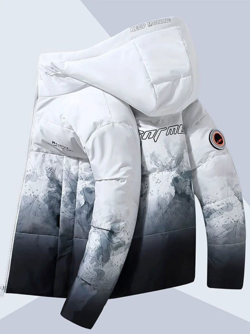 Short Down Jacket Men 2022 New White Duck Down Gradient Color Couples Down Coat