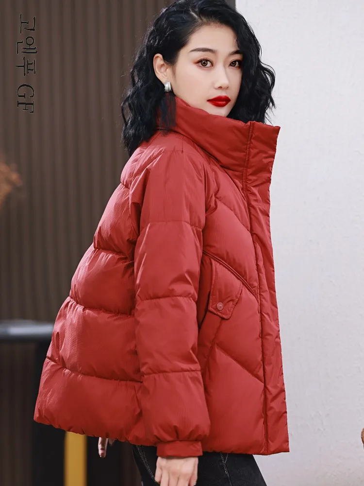 Легкий короткий пуховик для женщин новинка 2024 High Sense большие размеры свободная