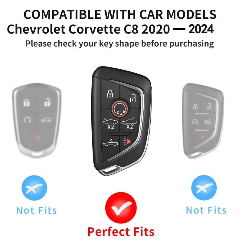 Чехол для ключа из углеродного волокна Chevrolet Chevy Corvette C8 Stingray Z06 Z51 Coupe 2024 аксессуары