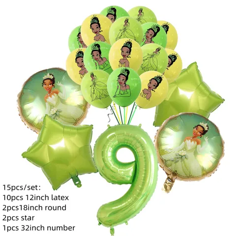 15 шт., фольгированные воздушные шары в виде принцессы и лягушки