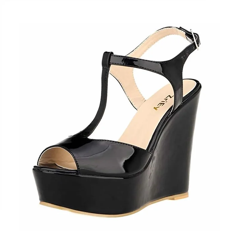 

Summer Women Sandals 2022 New Woman Sexy 12cm Wedge Platform Sandals Fashion Ankle Strsp Sandals White Black Party Wedding Shoes